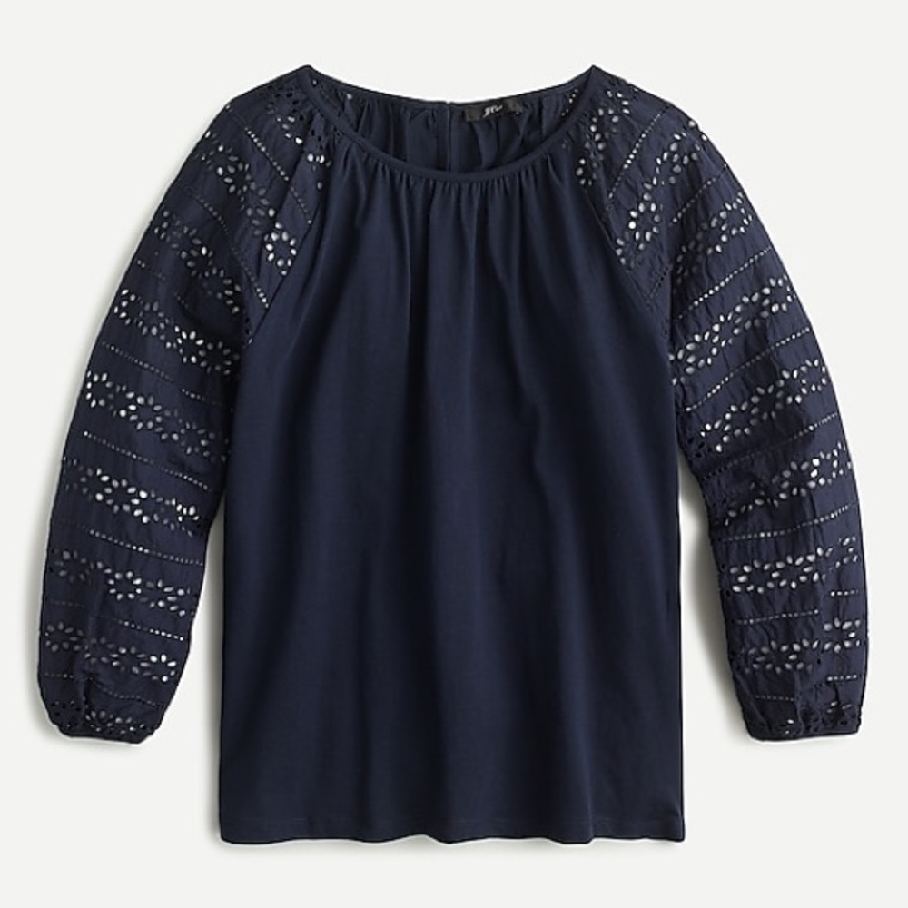 J.Crew Long-sleeve eyelet top XS